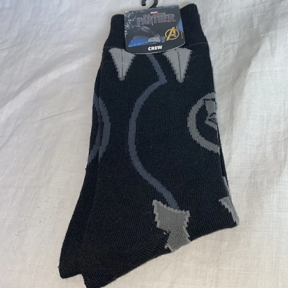 BIO WORLD Marvel Black Panther Crew Socks NWT